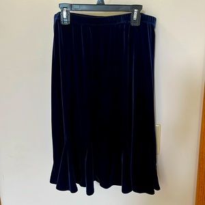 Blue Velvet Pull-On Midi Skirt Susan Graver Small to Medium